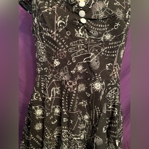 Hell Bunny Black and White Witchcraft Retro Pinup Dress. Size 1X. - Picture 4 of 6